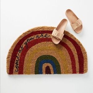Anthropologie Rainbow Come As You Are Doormat NWT